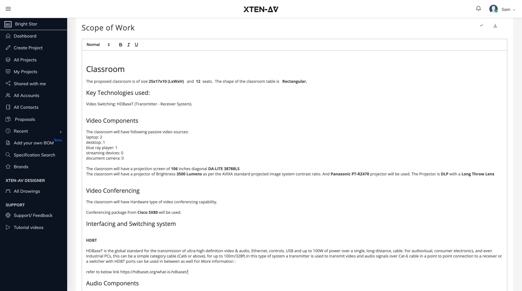Automated scope of work
