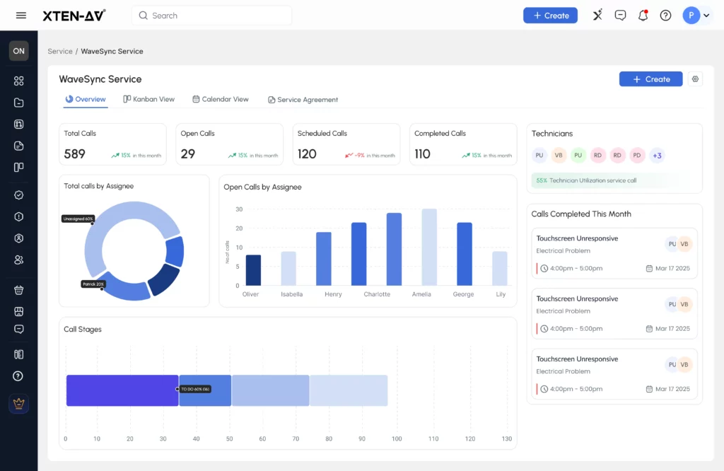 Audio Visual (AV) Field Service Contract Management Software overview
