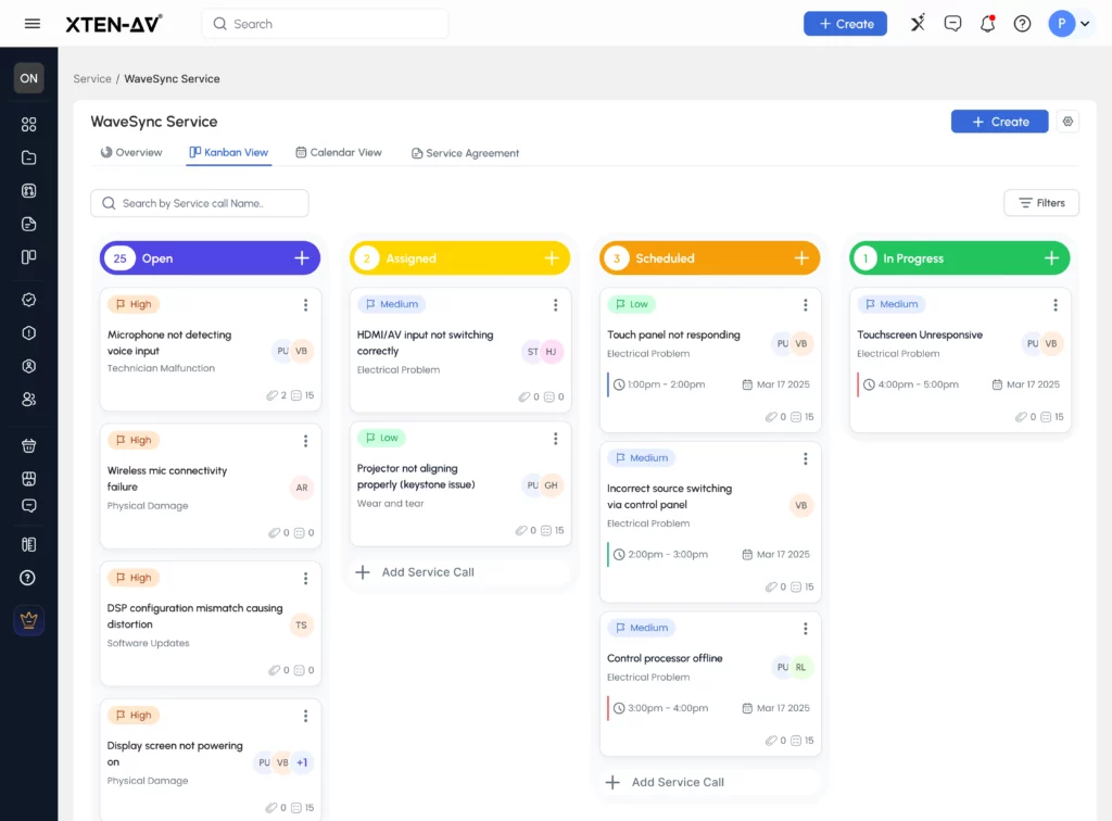 Audio visual (AV) Service Contract kanban
