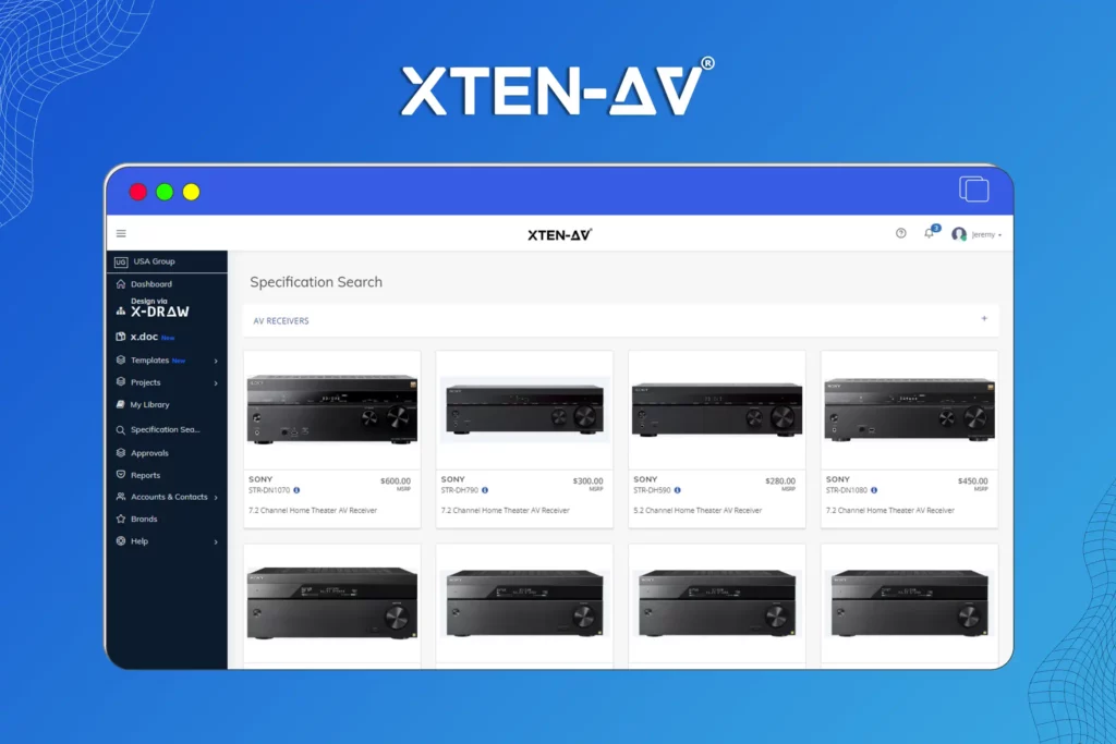 AV Specification Search for Equipment by XTEN-AV