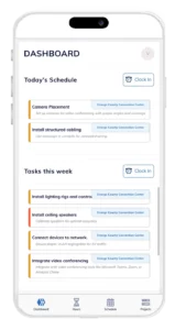 Clock in and Clock out X-Pro Feature for Labor Time Tracking involved in Audio Visual Project