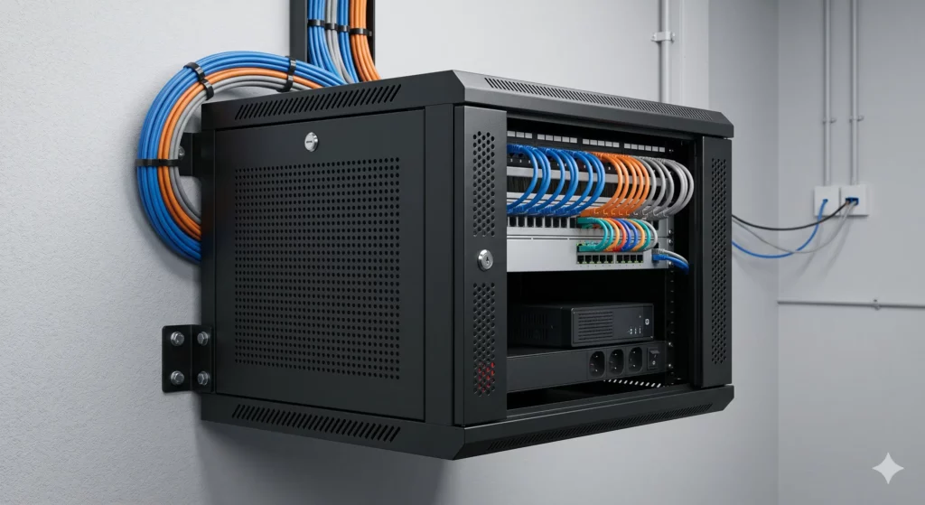 wall mount AV rack for compact AV installations, huddle rooms, classrooms, security systems, and limited-space AV projects