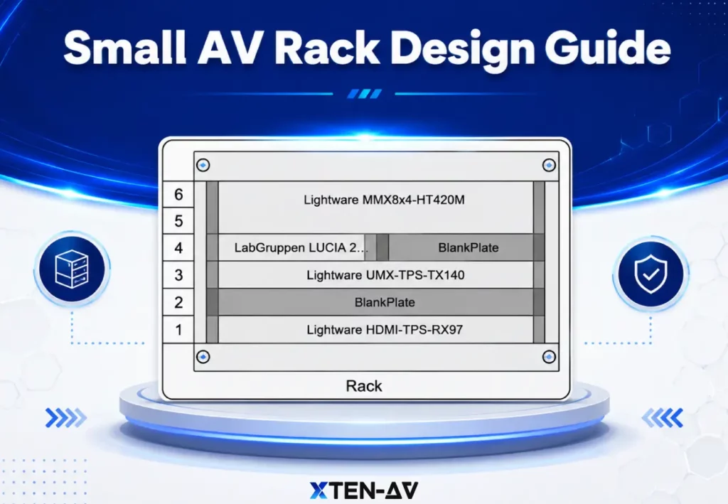 Learn how to design a small AV rack for huddle rooms, classrooms, home theaters, retail spaces, security systems, and compact AV projects.