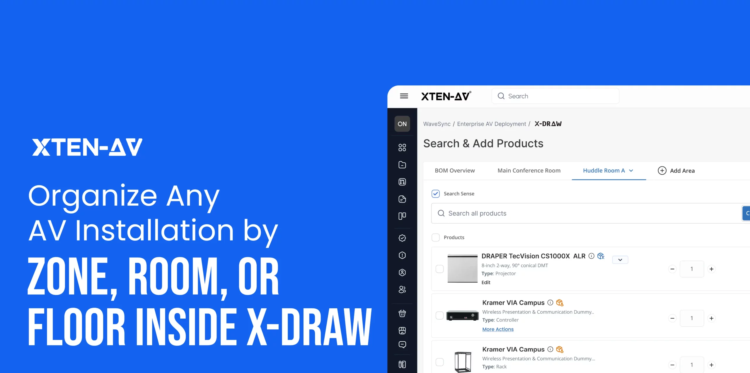 XTEN-AV Areas in Design for multi-room AV design documentation