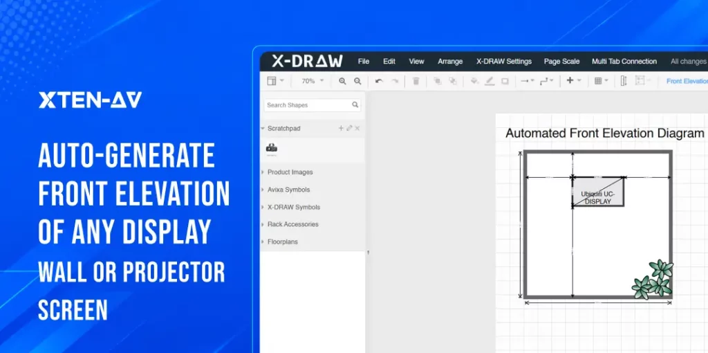 XTEN-AV Automated Front Elevation Diagrams for display walls and projector screens